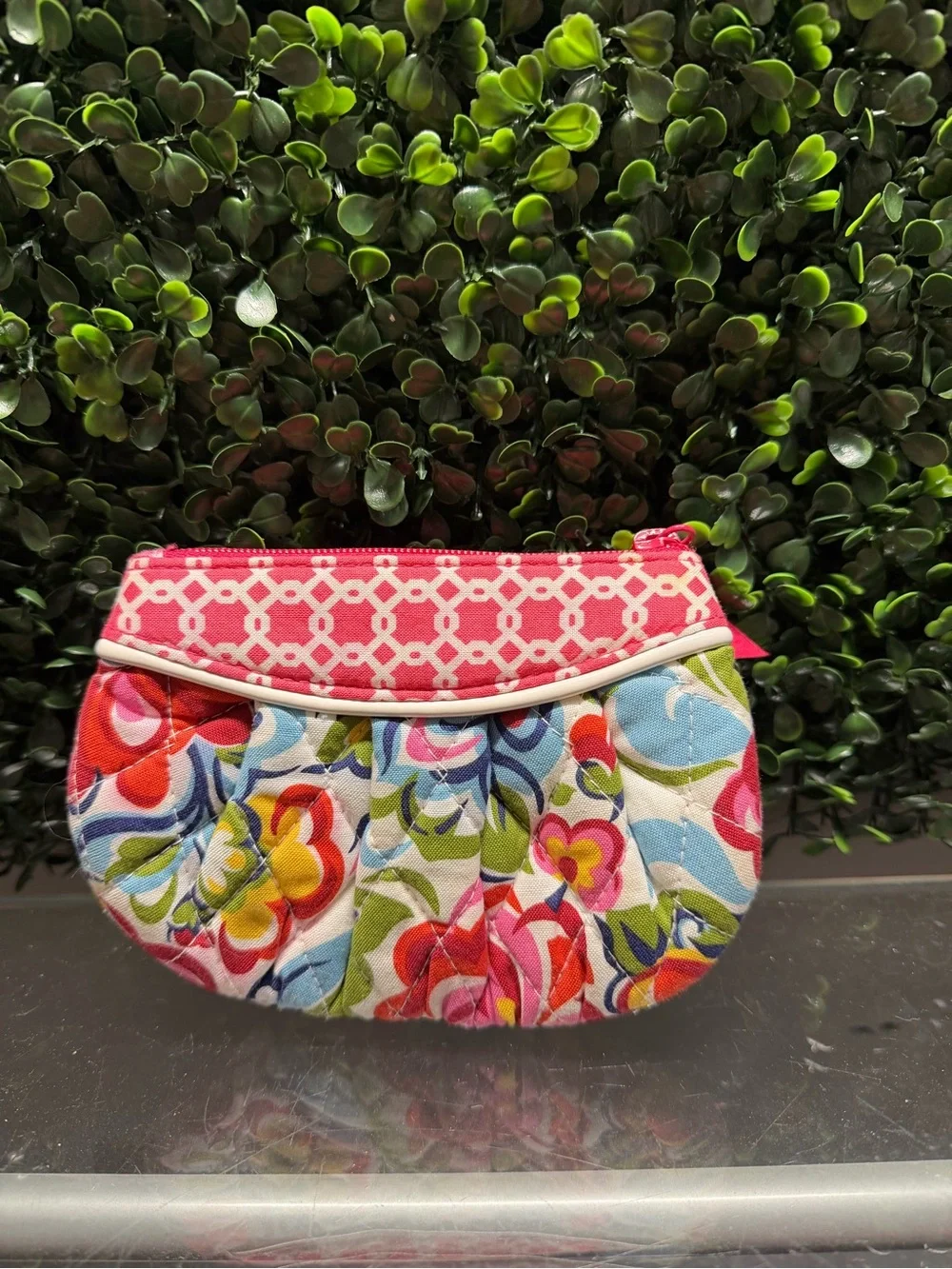 Vera Bradley Pink Multicolor Quilted Cosmetic Coin Pouch